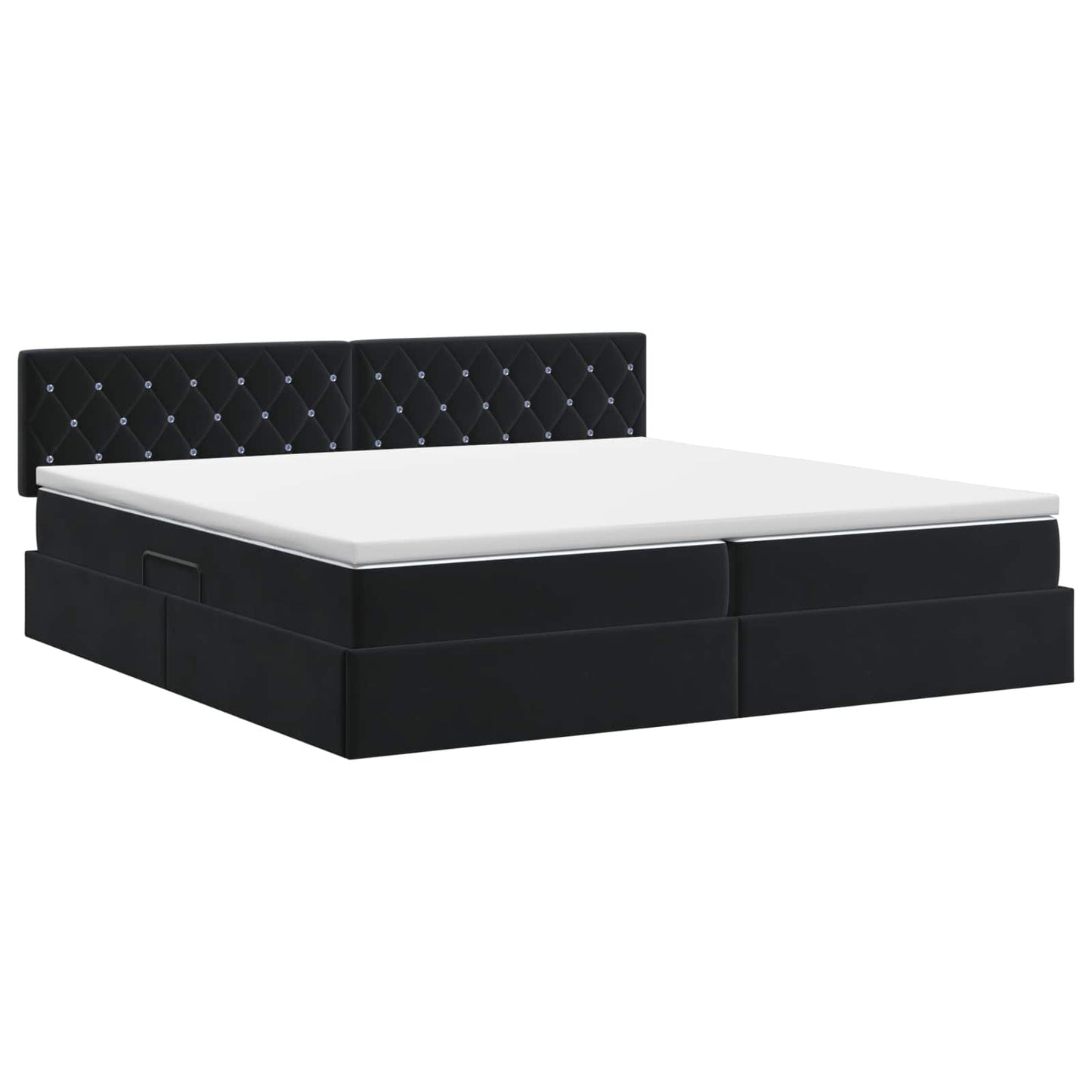 Letto con Contenitore con testiera Nero 200 x 200 cm Velluto | homemem39