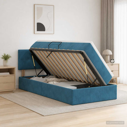 Letto con Contenitore Blu Scuro 100 x 200 cm Velluto | homemem39