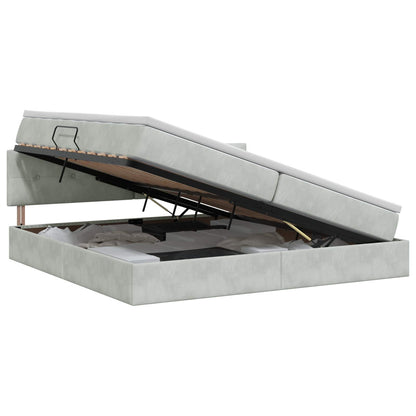 Letto con Contenitore Grigio Chiaro 200 x 200 cm Velluto