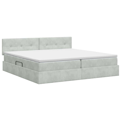 Letto con Contenitore Grigio Chiaro 200 x 200 cm Velluto