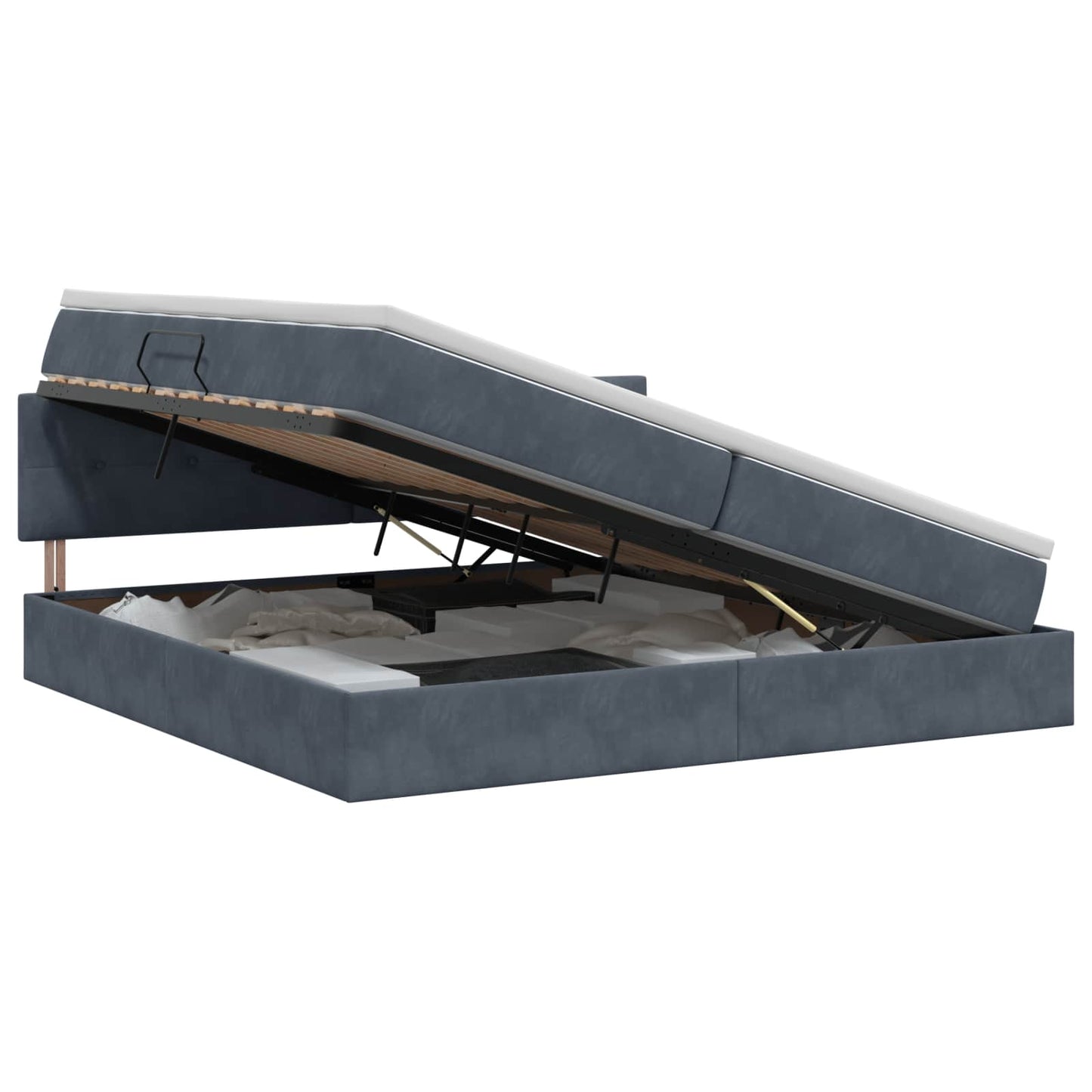 Letto con Contenitore Grigio Scuro 200 x 200 cm Velluto