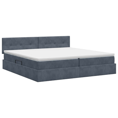 Letto con Contenitore Grigio Scuro 200 x 200 cm Velluto