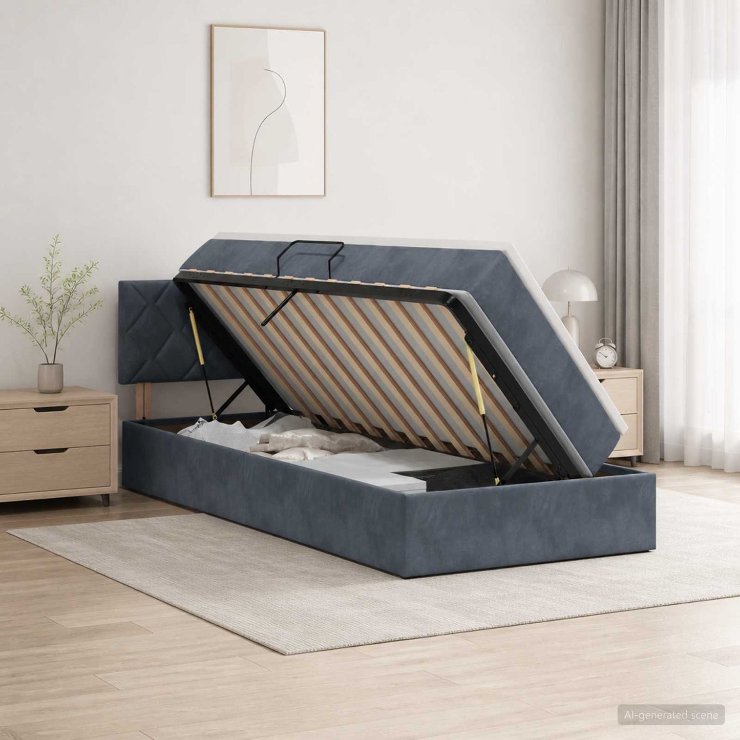 Letto con Contenitore Grigio Scuro 100 x 200 cm Velluto