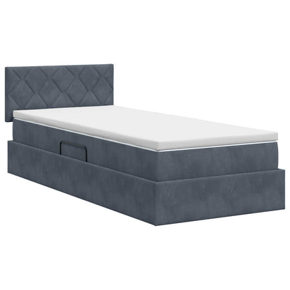 Letto con Contenitore Grigio Scuro 100 x 200 cm Velluto | homemem39