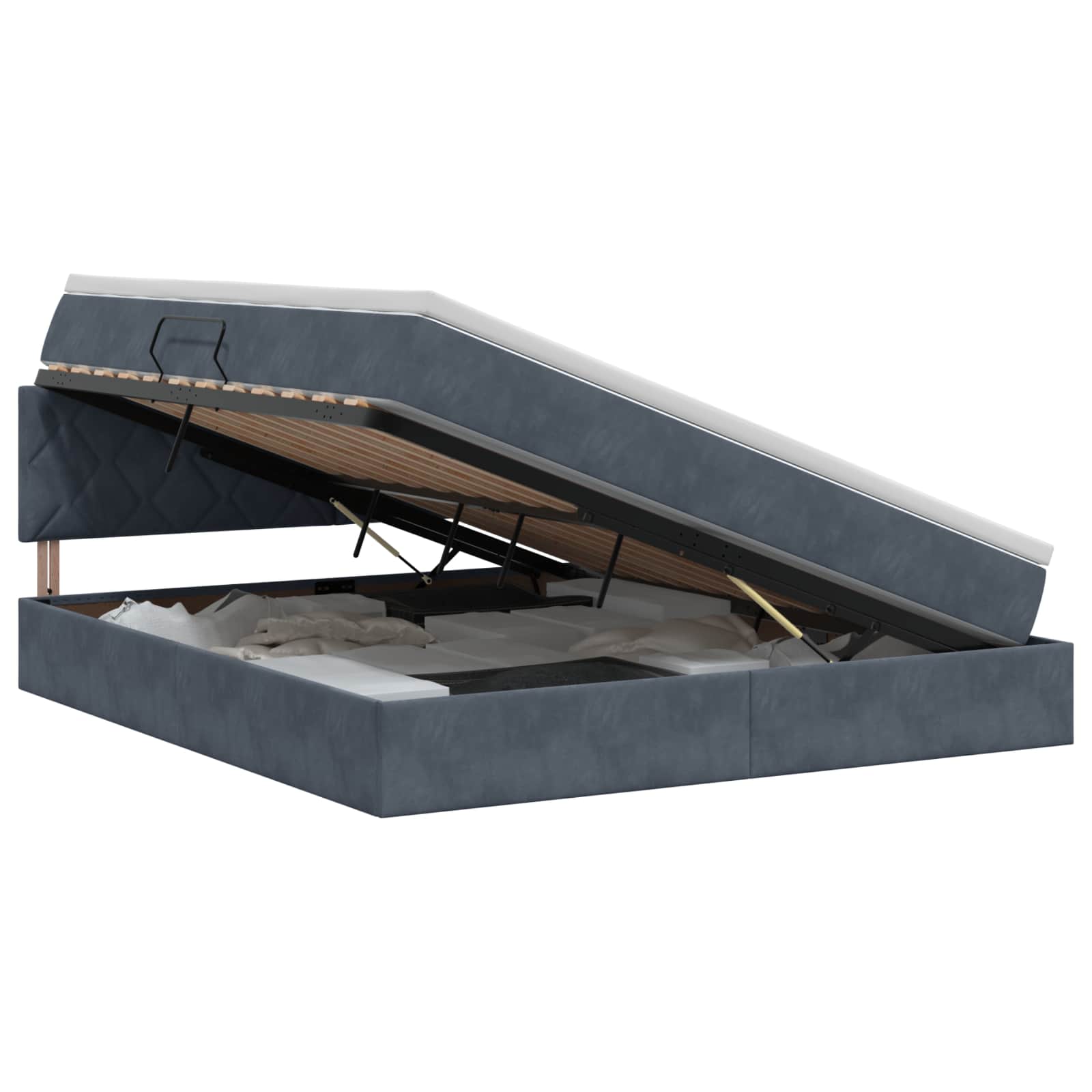 Letto con Contenitore Grigio Scuro 140 x 190 cm Velluto | homemem39