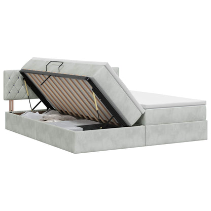 Letto con Contenitore con testiera 2 pz Grigio Chiaro