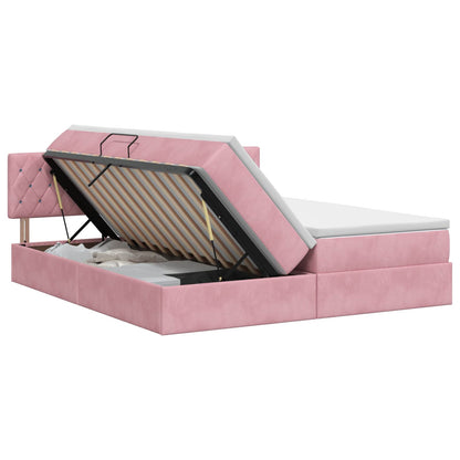 Letto con Contenitore con testiera 2 pz Rosa