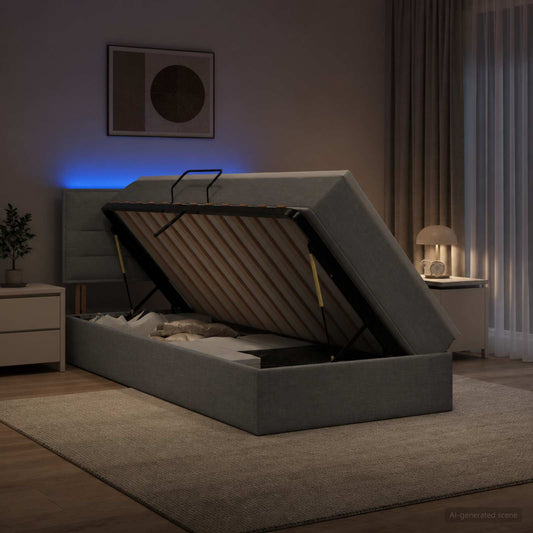 Letto con contenitore LED e materasso Grigio Chiaro 90 x 200 cm | homemem39