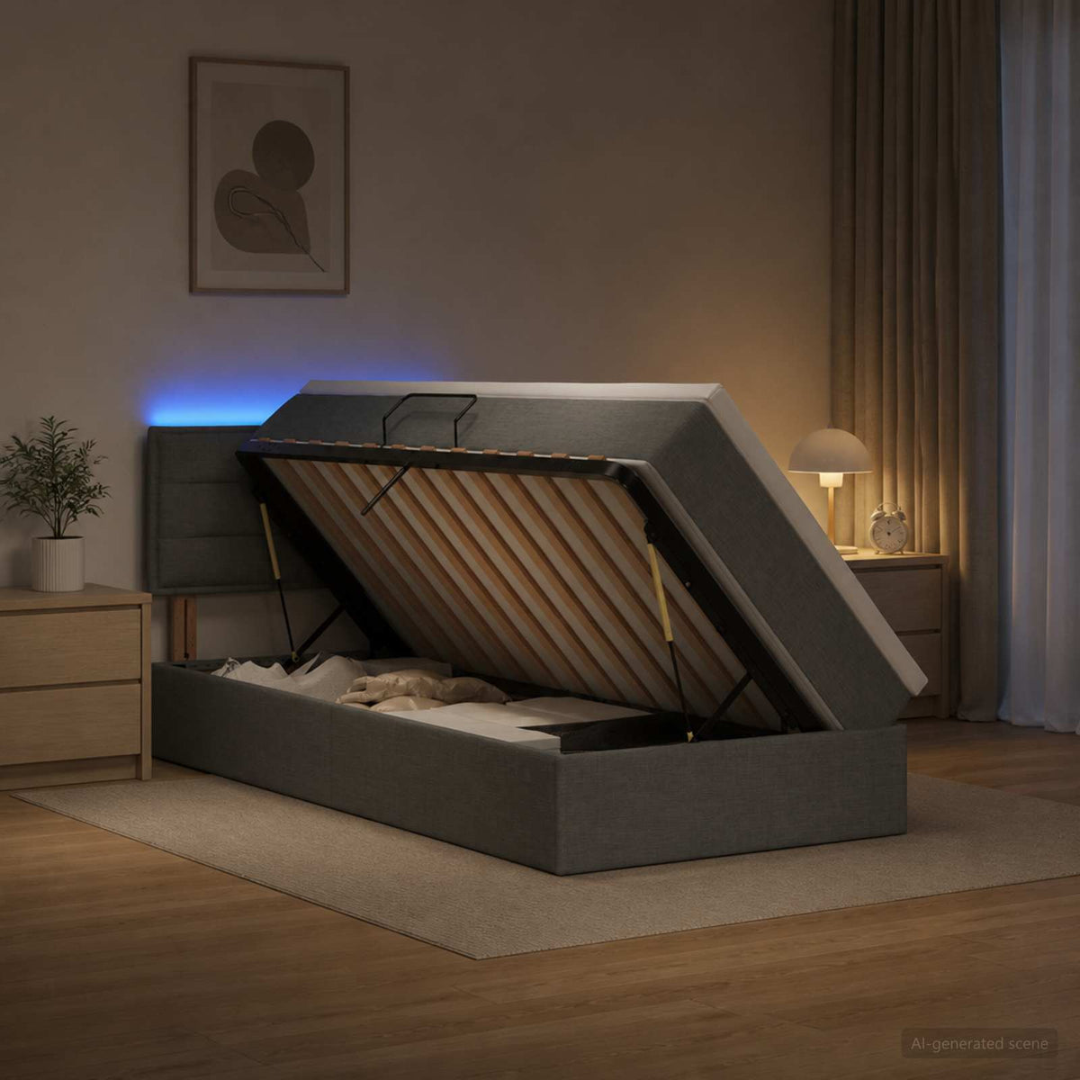 Letto con contenitore LED e materasso Grigio Scuro 90 x 200 cm | homemem39