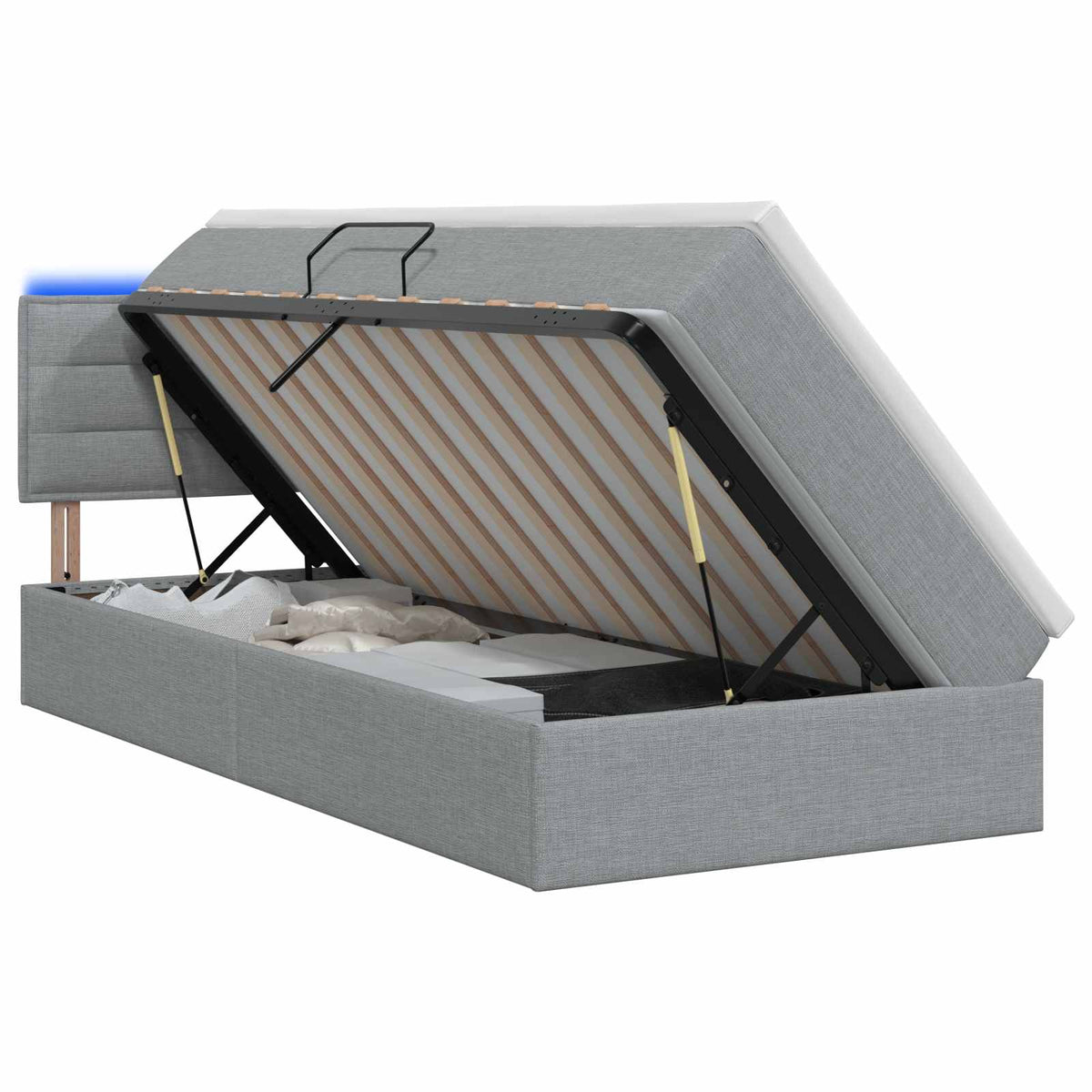 Letto con contenitore LED e materasso Grigio Chiaro 90 x 200 cm | homemem39