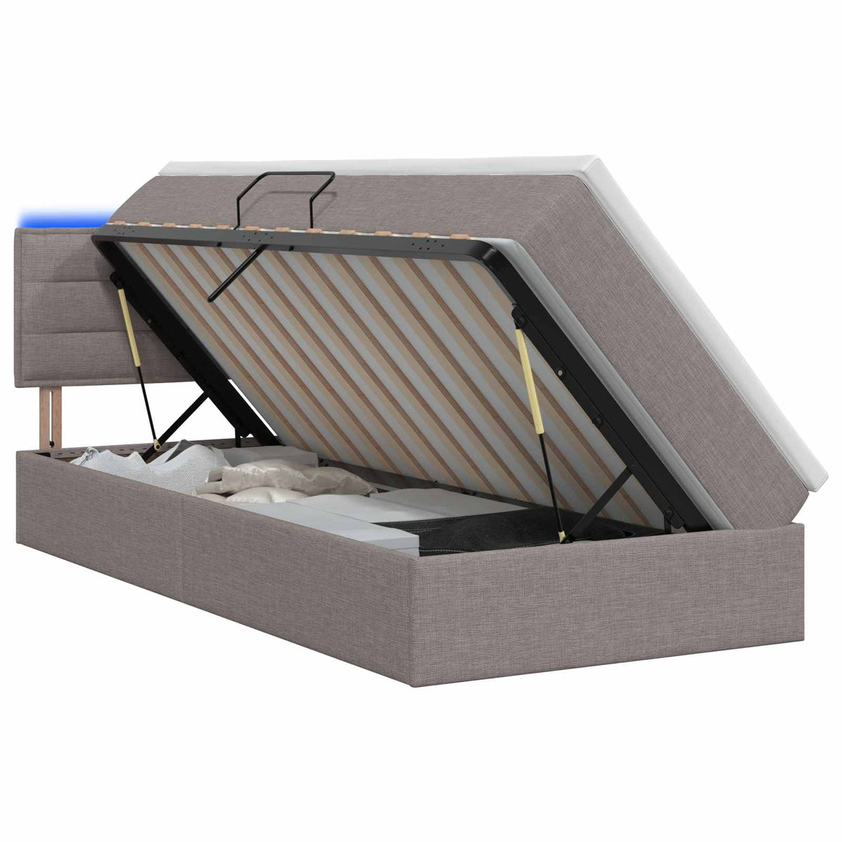 Letto con contenitore LED e materasso Tortora 90 x 200 cm | homemem39