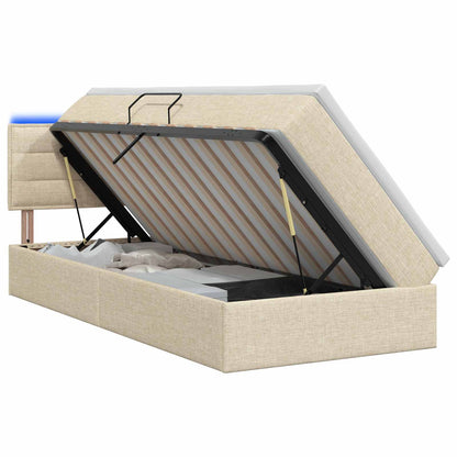 Letto con contenitore LED e materasso Crema 90 x 200 cm Tessuto | homemem39