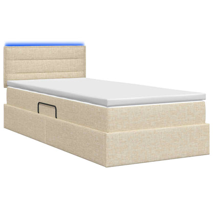 Letto con contenitore LED e materasso Crema 90 x 200 cm Tessuto | homemem39