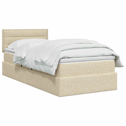 Letto con contenitore LED e materasso Crema 90 x 200 cm Tessuto | homemem39