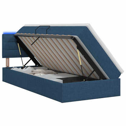 Letto con contenitore LED e materasso Blu 100 x 200 cm Tessuto