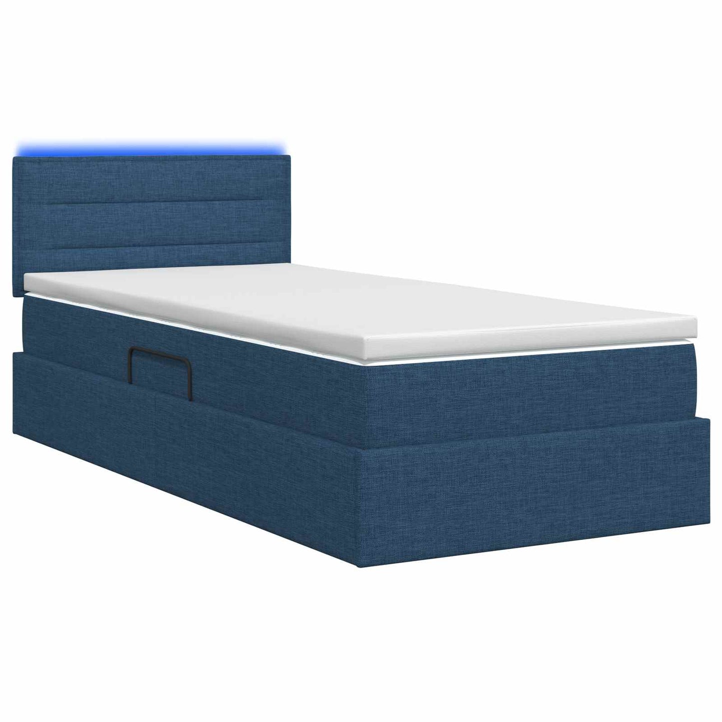 Letto con contenitore LED e materasso Blu 100 x 200 cm Tessuto