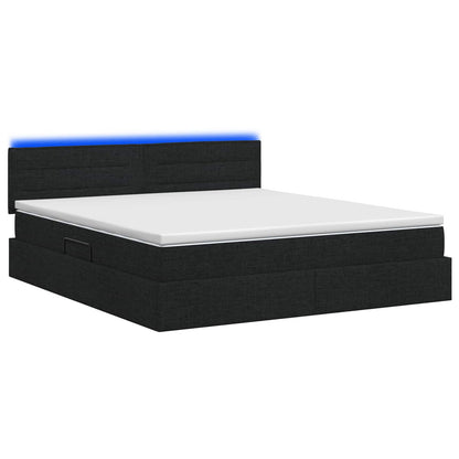 Letto con contenitore LED e materasso Nero 140 x 190 cm Tessuto