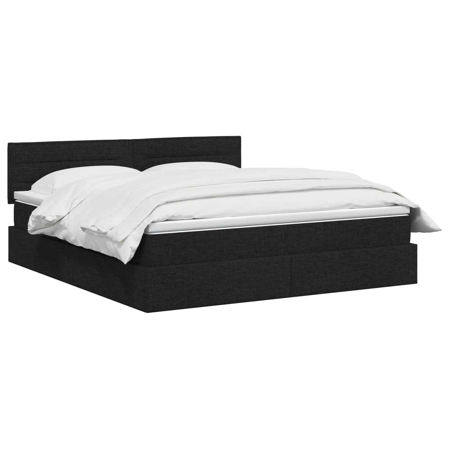 Letto con contenitore LED e materasso Nero 140 x 190 cm Tessuto