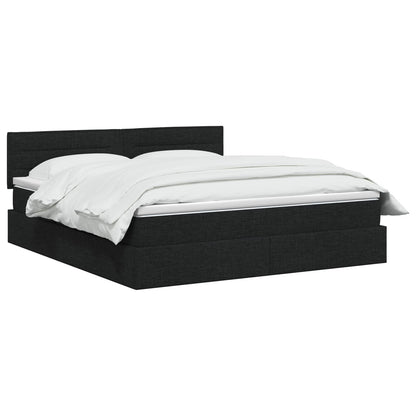 Letto con contenitore LED e materasso Nero 140 x 200 cm Tessuto