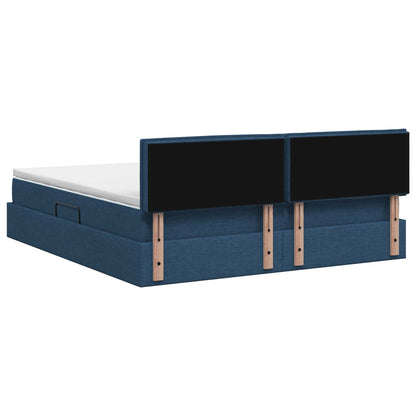 Letto con contenitore LED e materasso Blu 140 x 200 cm Tessuto