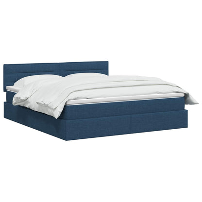 Letto con contenitore LED e materasso Blu 140 x 200 cm Tessuto