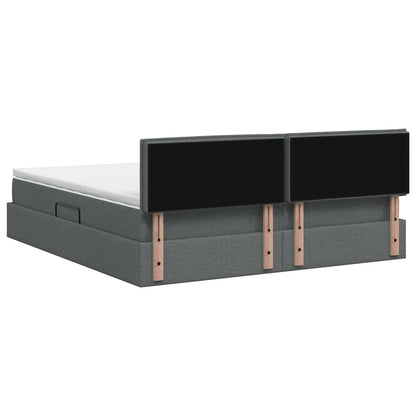 Letto con contenitore LED e materasso Grigio Scuro 160 x 200 cm