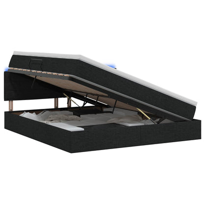 Letto con contenitore LED e materasso Nero 180 x 200 cm Tessuto