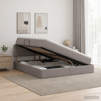 Letto con contenitore e materasso Tortora 180 x 200 cm Velluto
