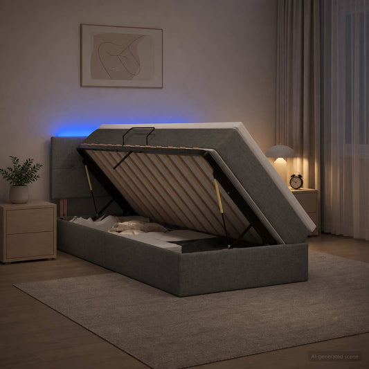Letto con contenitore LED e materasso Grigio Scuro 90 x 200 cm | homemem39