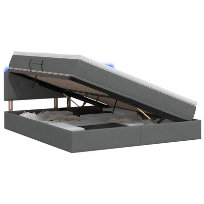 Letto con contenitore LED e materasso Grigio Scuro 160 x 200 cm