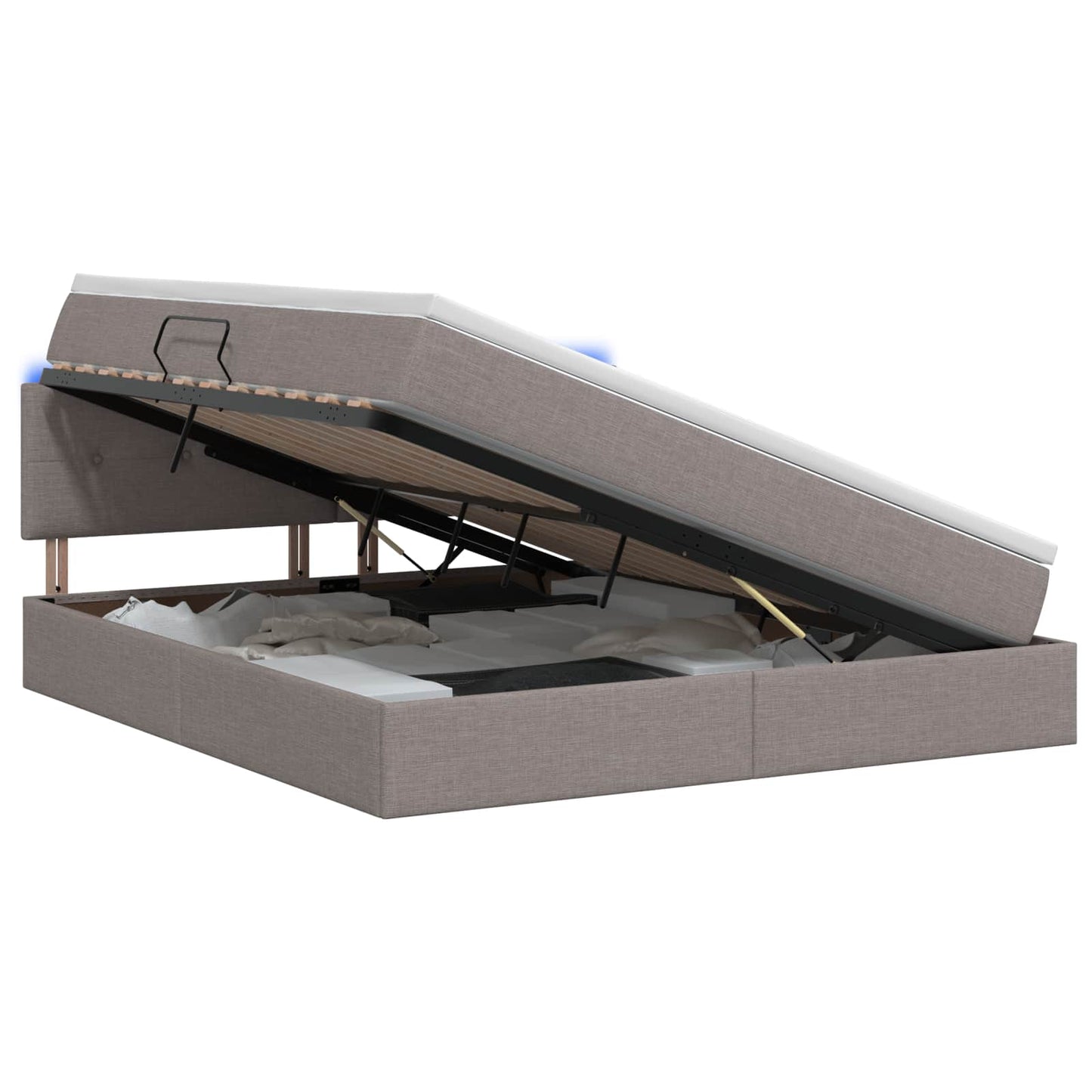 Letto con contenitore LED e materasso Tortora 160 x 200 cm