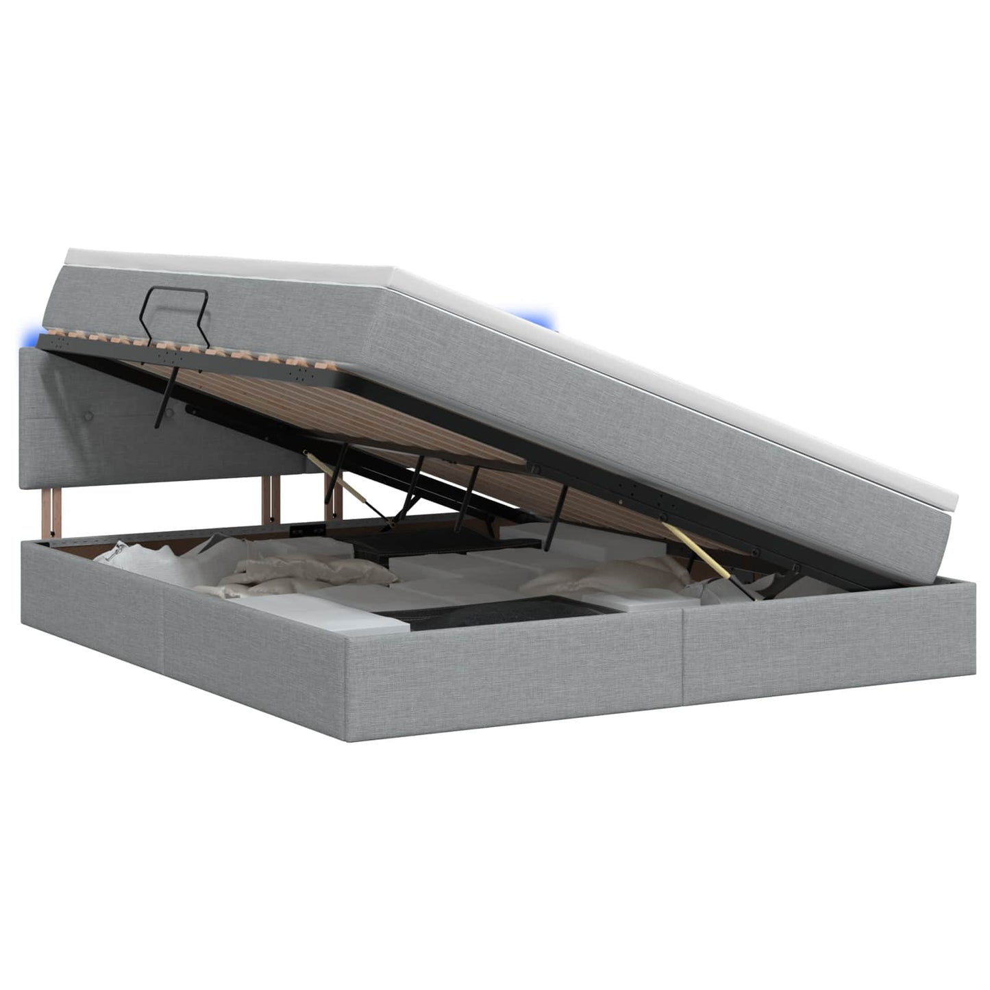 Letto con contenitore LED e materasso Grigio Chiaro