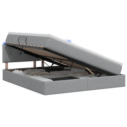 Letto con contenitore LED e materasso Grigio Chiaro