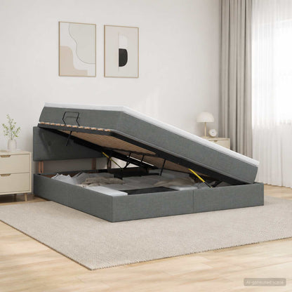 Letto con contenitore e materasso Grigio Scuro 140 x 200 cm