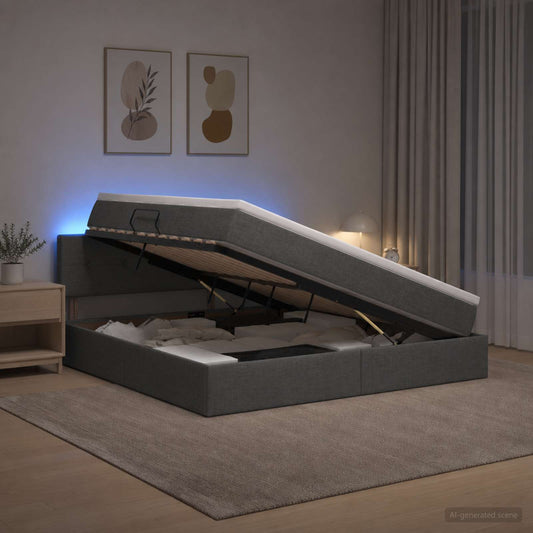 Letto con contenitore LED e materasso Grigio Scuro 160 x 200 cm - homemem39