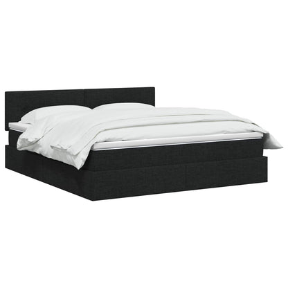 Letto con contenitore LED e materasso Nero 180 x 200 cm Tessuto