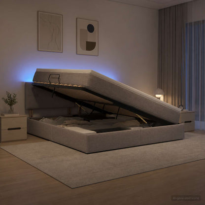 Letto con contenitore LED e materasso Tortora 180 x 200 cm