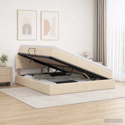 Letto con contenitore LED e materasso Crema 180 x 200 cm