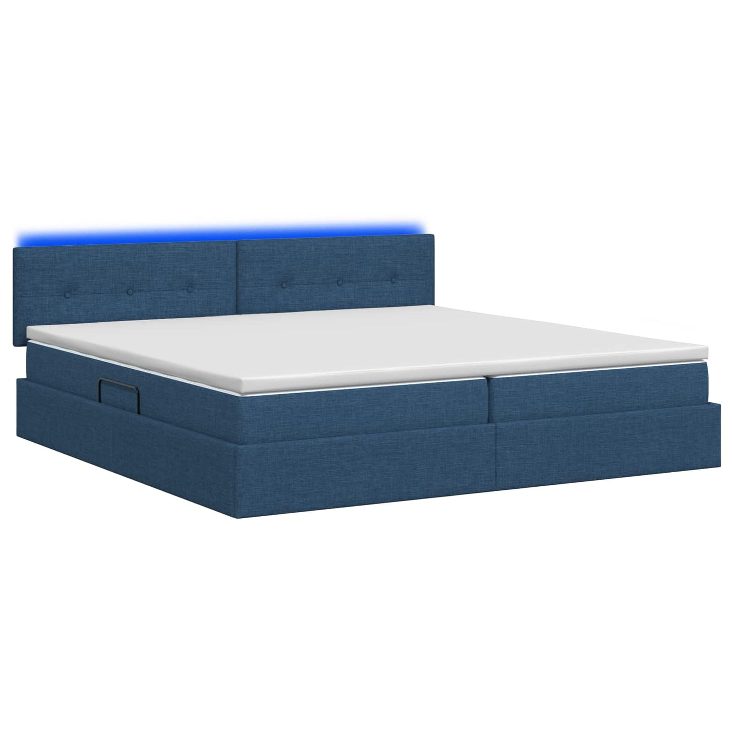 Letto con contenitore LED e materasso Blu 200 x 200 cm Tessuto