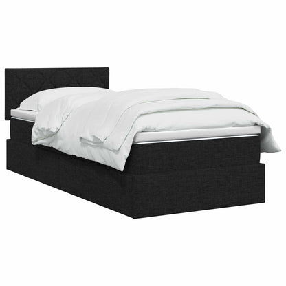 Letto con contenitore LED e materasso Nero 90 x 190 cm Tessuto