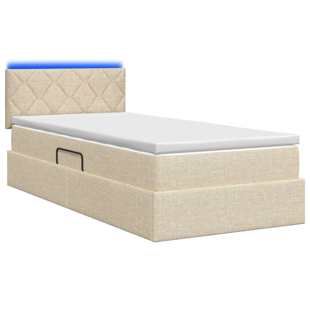Letto con contenitore LED e materasso Crema 90 x 190 cm Tessuto | homemem39