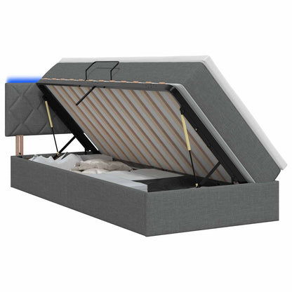 Letto con contenitore LED e materasso Grigio Scuro 90 x 200 cm