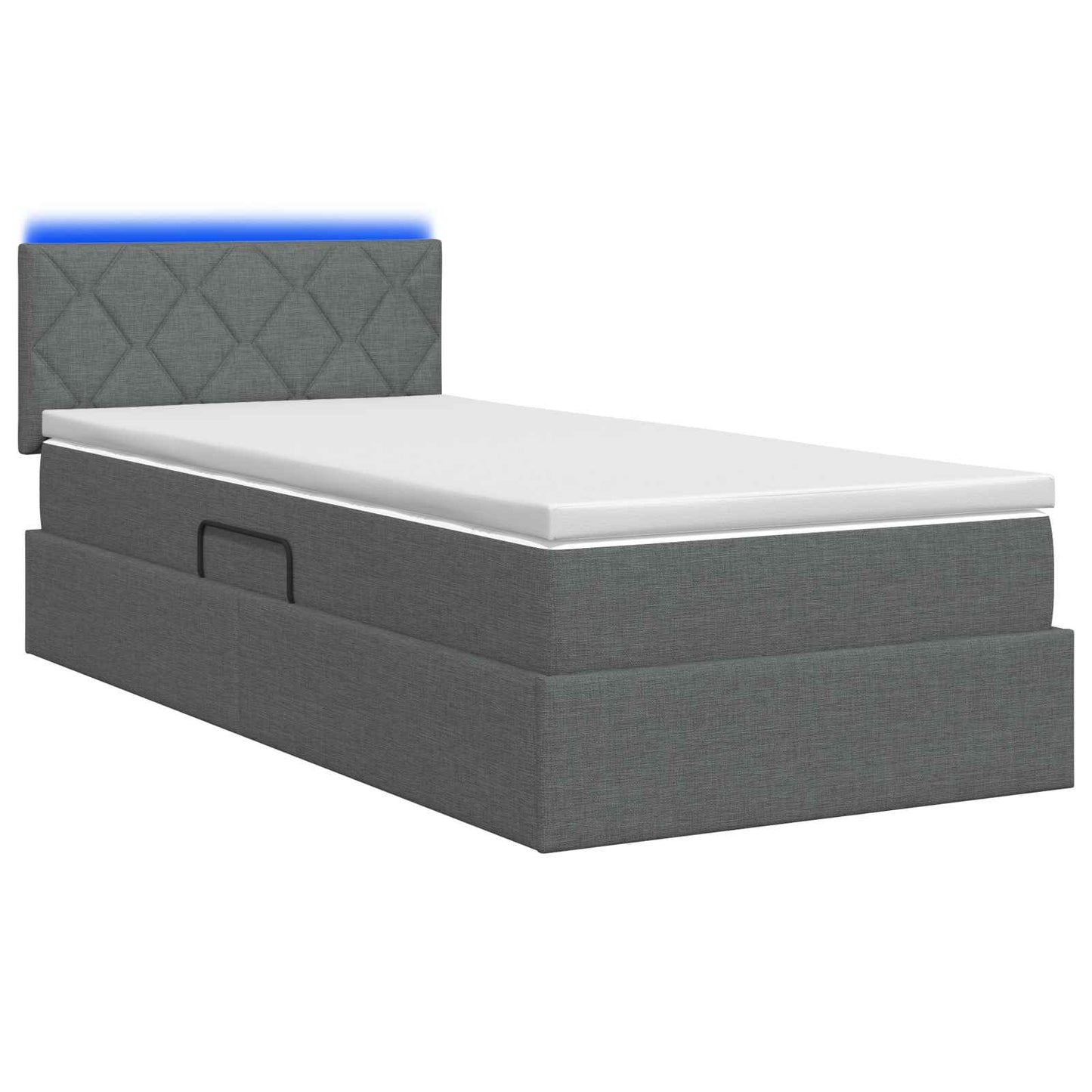Letto con contenitore LED e materasso Grigio Scuro 90 x 200 cm