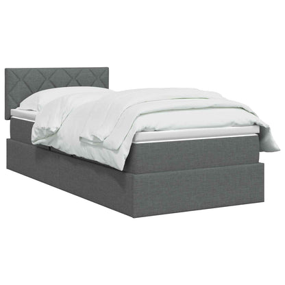 Letto con contenitore LED e materasso Grigio Scuro 100 x 200 cm