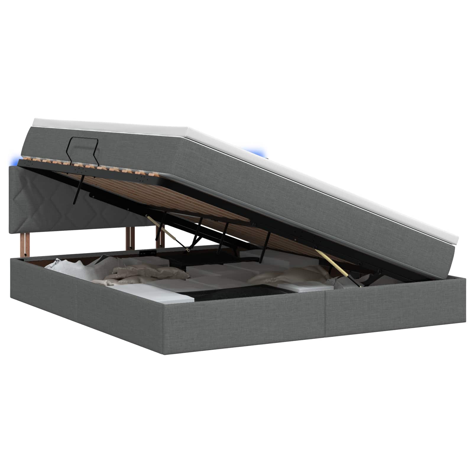 Letto con contenitore LED e materasso Grigio Scuro 140 x 200 cm | homemem39