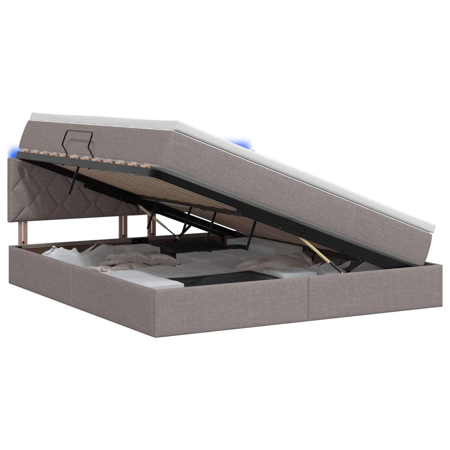 Letto con contenitore LED e materasso Tortora 160 x 200 cm | homemem39