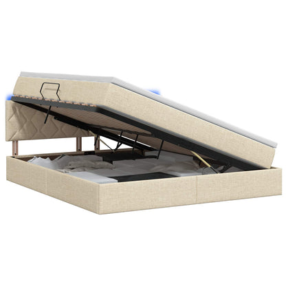 Letto con contenitore LED e materasso Crema 160 x 200 cm | homemem39