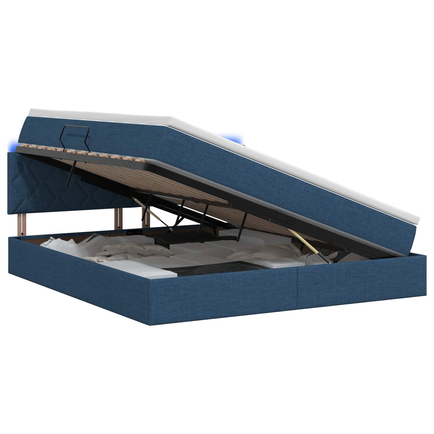 Letto con contenitore LED e materasso Blu 160 x 200 cm Tessuto | homemem39