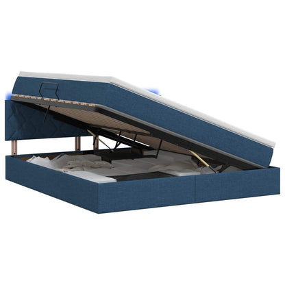 Letto con contenitore LED e materasso Blu 160 x 200 cm Tessuto | homemem39