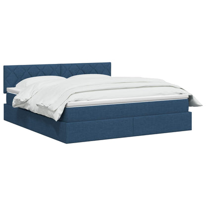 Letto con contenitore LED e materasso Blu 160 x 200 cm Tessuto | homemem39